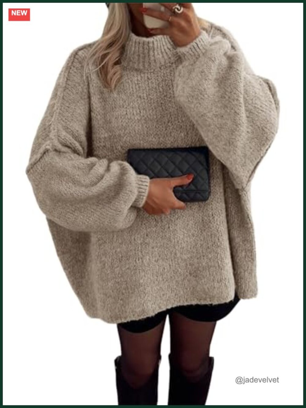 Women's Oversized Chunky Knit Mock Neck Pullover Sweater
